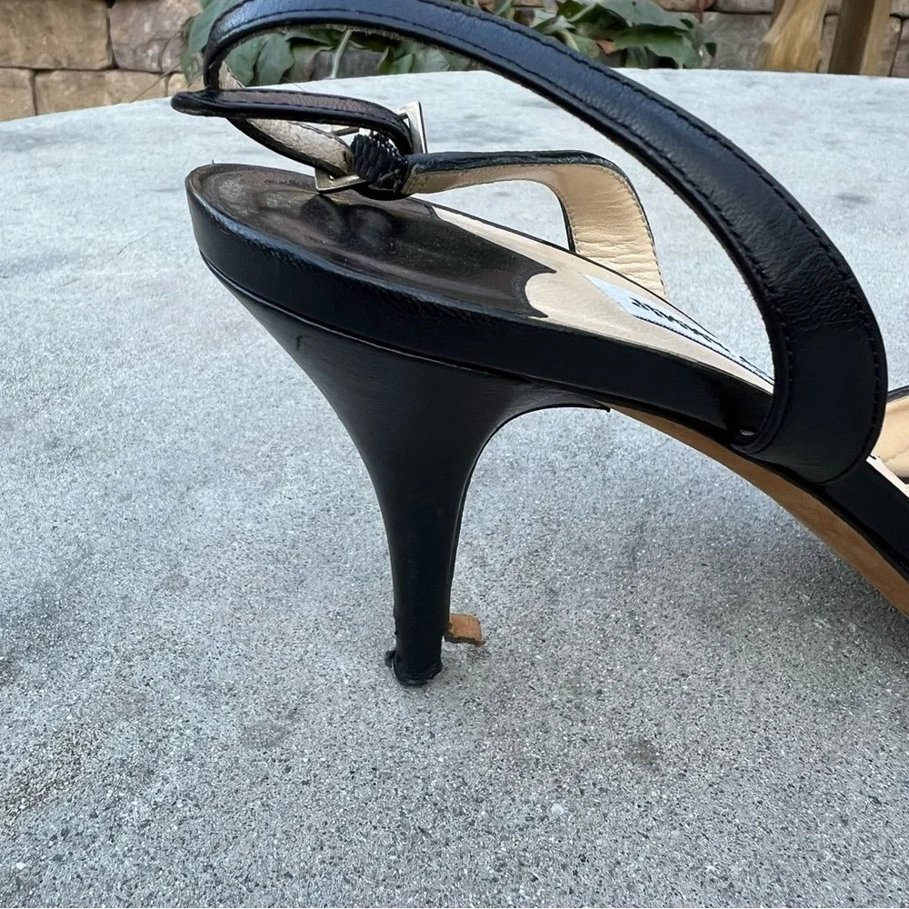 Jimmy Choo Black Slingback Open Toe Heels Size  40 - Picture 9 of 13